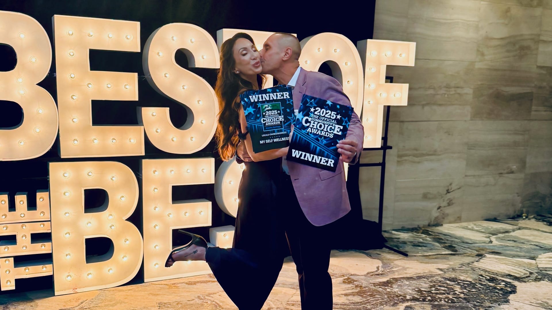 MY Self Wellness team celebrating Community Choice Awards 2025 for Best Alternative Medicine, Best Locally Owned Business, and Best Place to Work