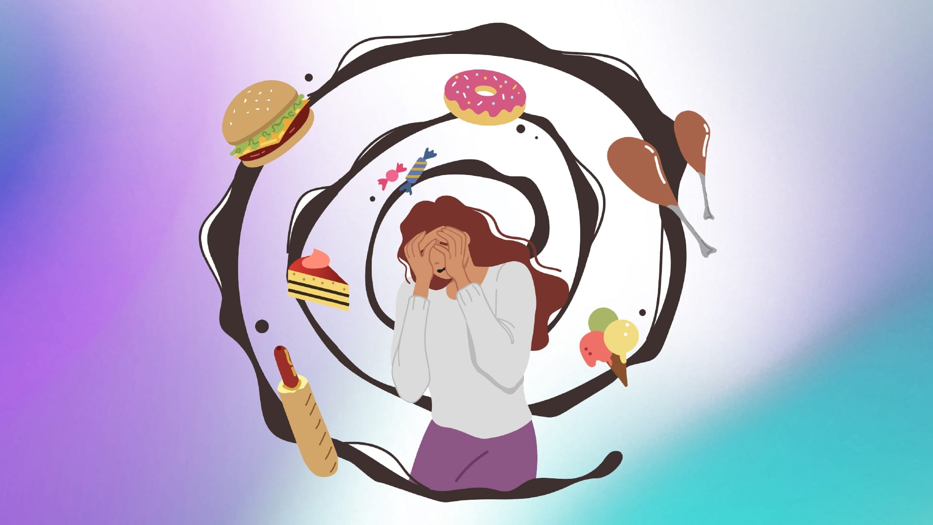 Eating disorder recovery support — anxiety and depression as root causes of self-medication with food.